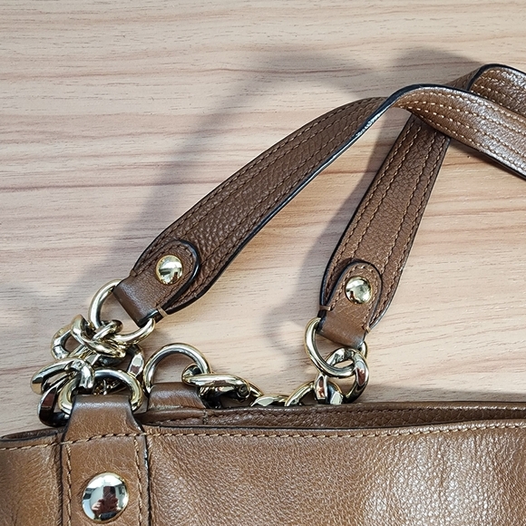 Michael Kors Hobo Brown Leather Bag with Gold Accents - Picture 8 of 13